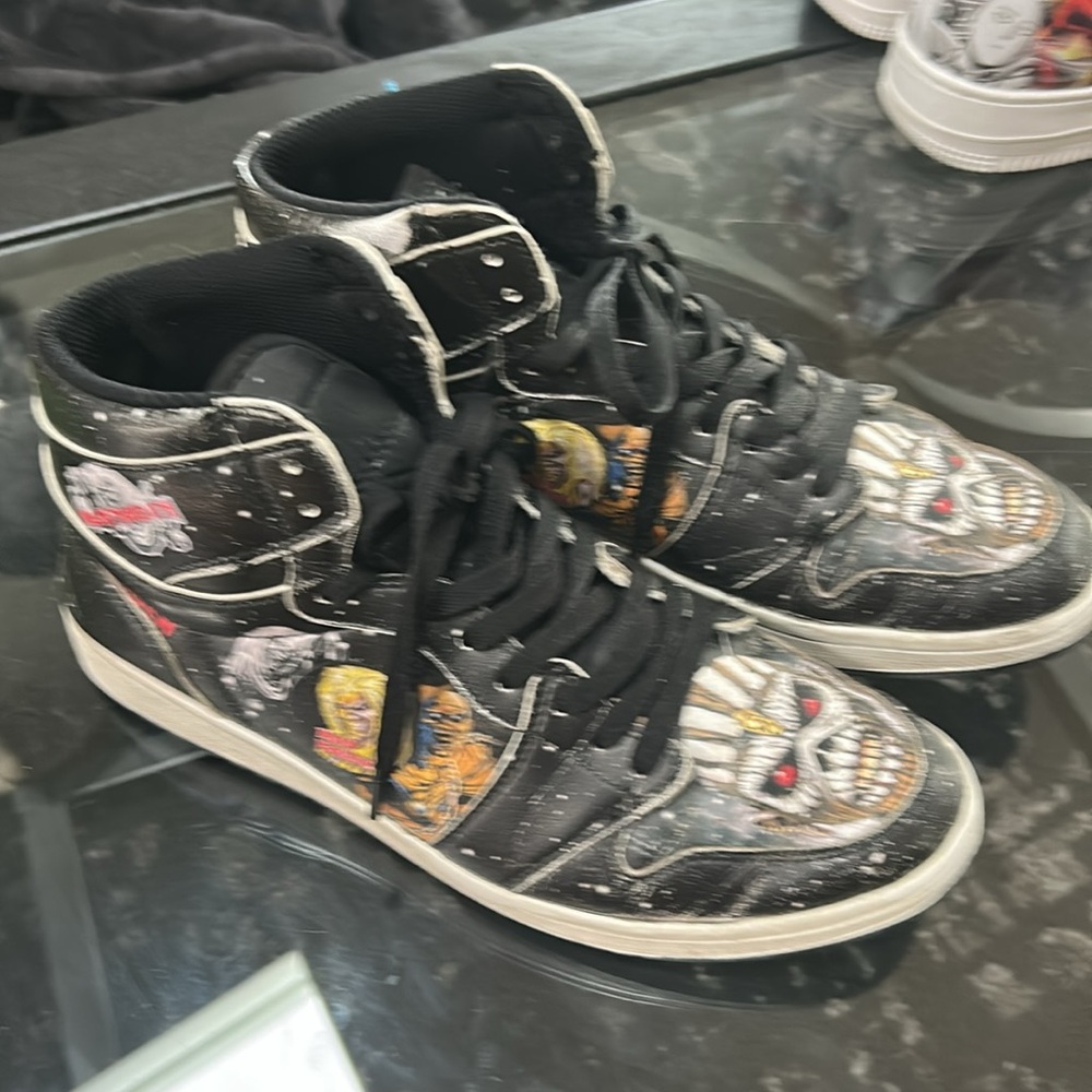 Men's Black Iron Maiden High-Top Sneakers - Picture 2 of 7